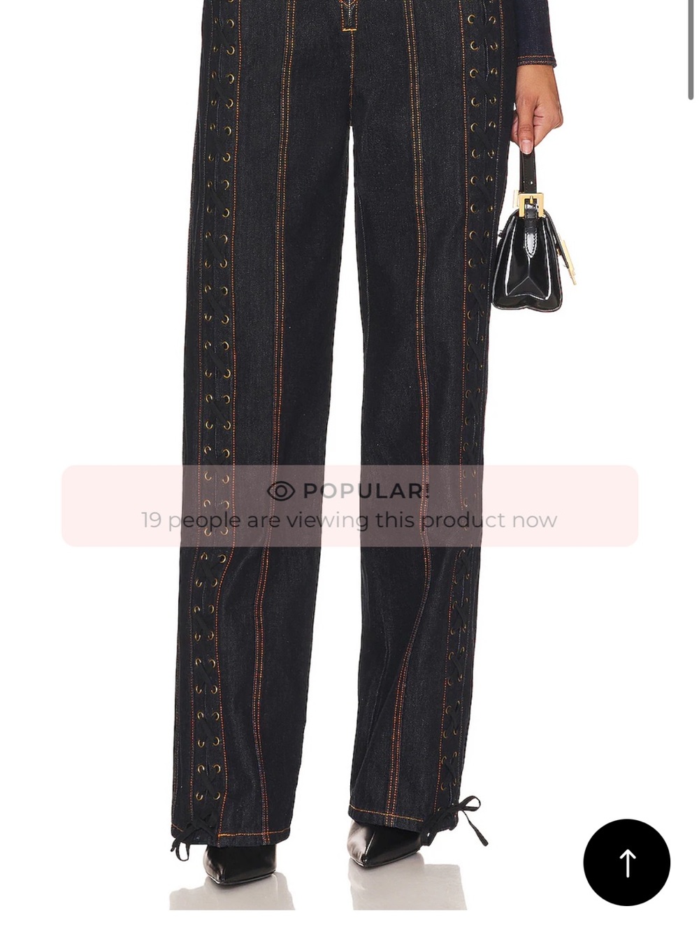 Lioness Black Wide-Leg Jeans with Lace-Up Side Detail